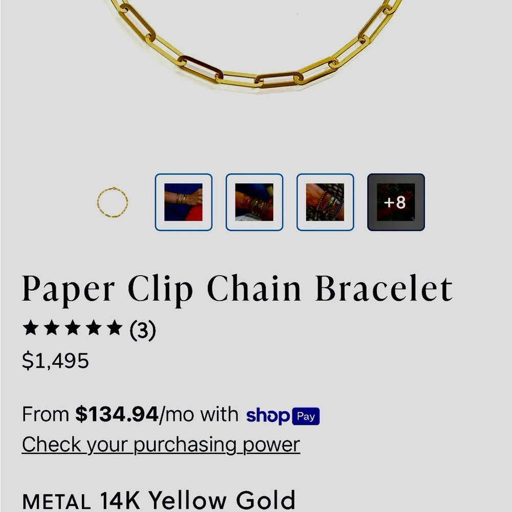 14k Paper Clip Large Chain Bracelet - Lindsey Leigh - Picture 6 of 6
